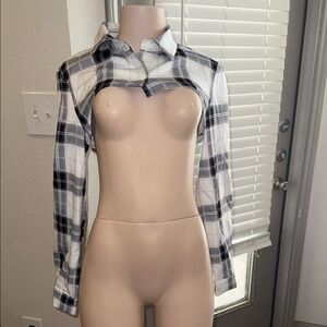 SHEIN Black and White Plaid Crop Top